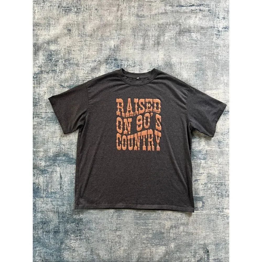 Heathered Charcoal Gray Raised On 90's Country Short Sleeve Tee Unisex XL